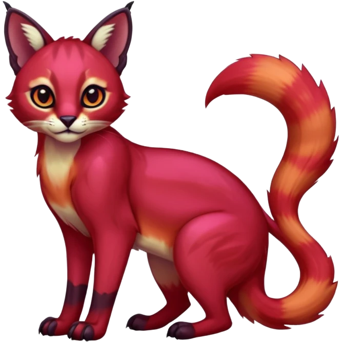 Colorful dark neon pastel gloomy edgy spooky evil tropical ruby exotic cute cool beautiful shiny beautiful fantasy-caracal-civet-genet-sergal-vernid-serval-Gryphon-Cacomistle-Trico-oncilla-animal-Fakémon-hybrid-fursona (full body) emoji