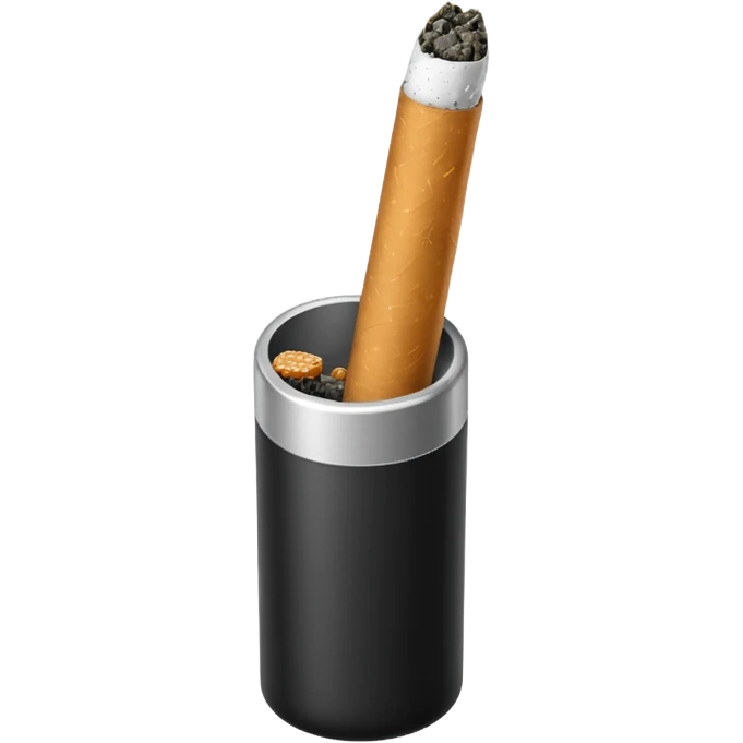 Minimalistic cigarette emoji, metallic black and white emoji
