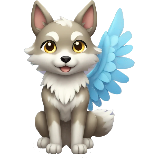 Kawaii Cute Winged Wolf-Pokémon full body emoji