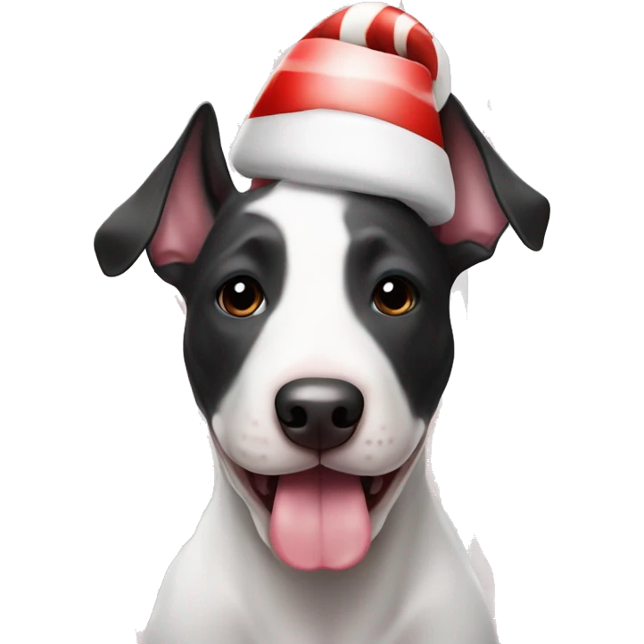 Black and white bull terrier and candy cane emoji