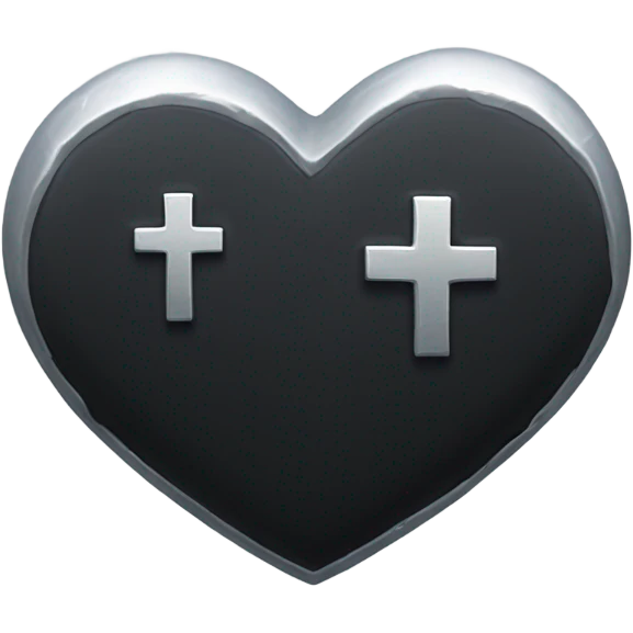 a black tombstone in silver RIP and a silver heart emoji
