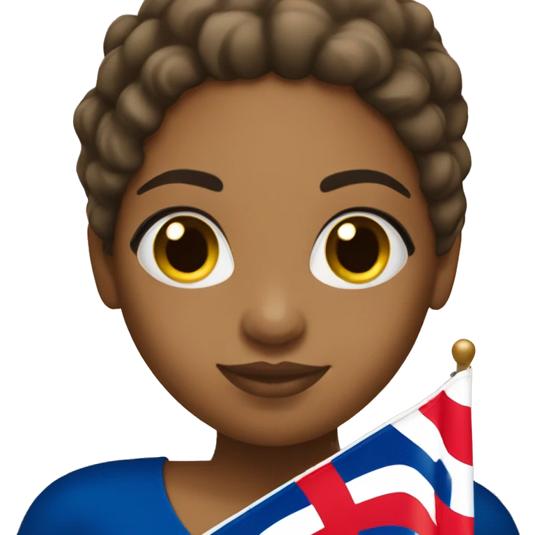 Dominican girl holding Dominican flag tan skin  emoji