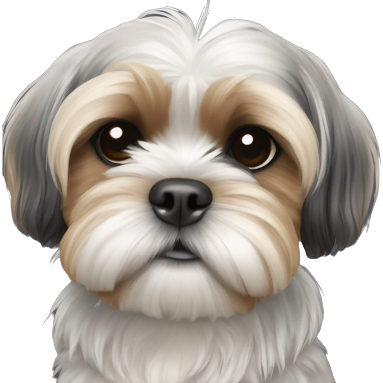 Shih tzu black puppy, yorkie coloring with light eyebrows  emoji
