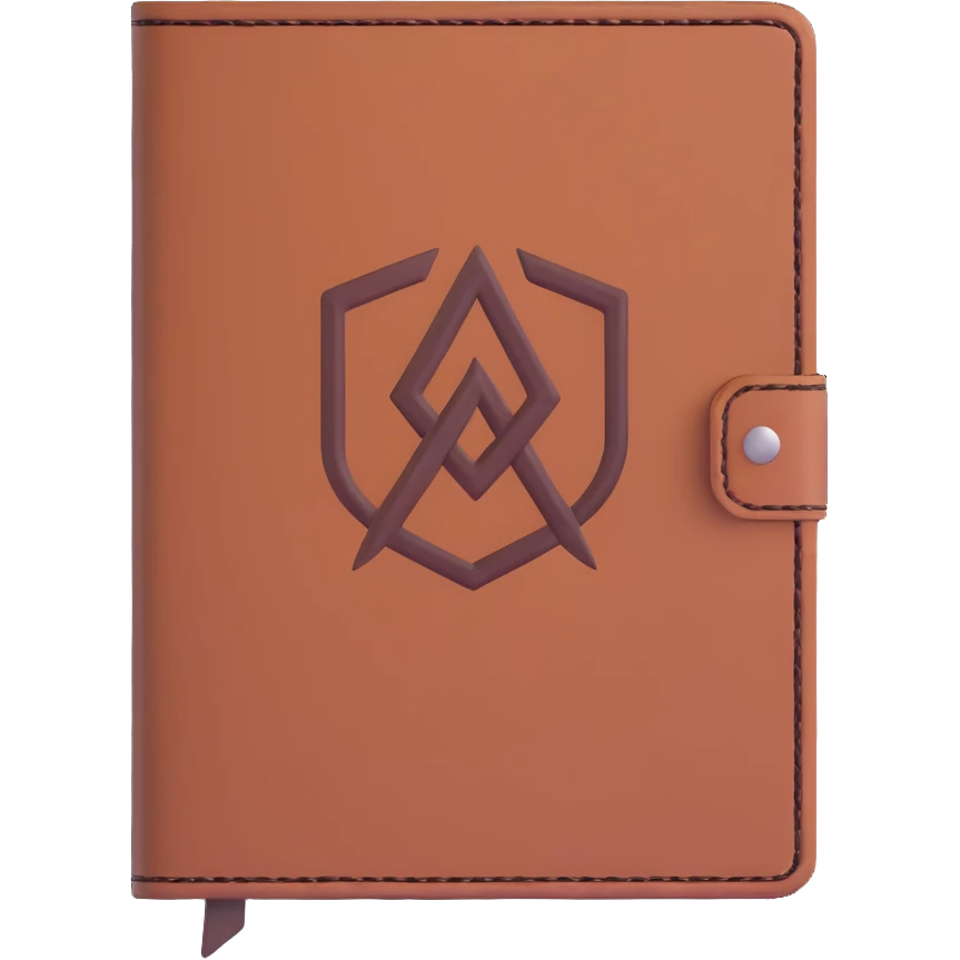 leather journal with MAKAR logo on cover emoji