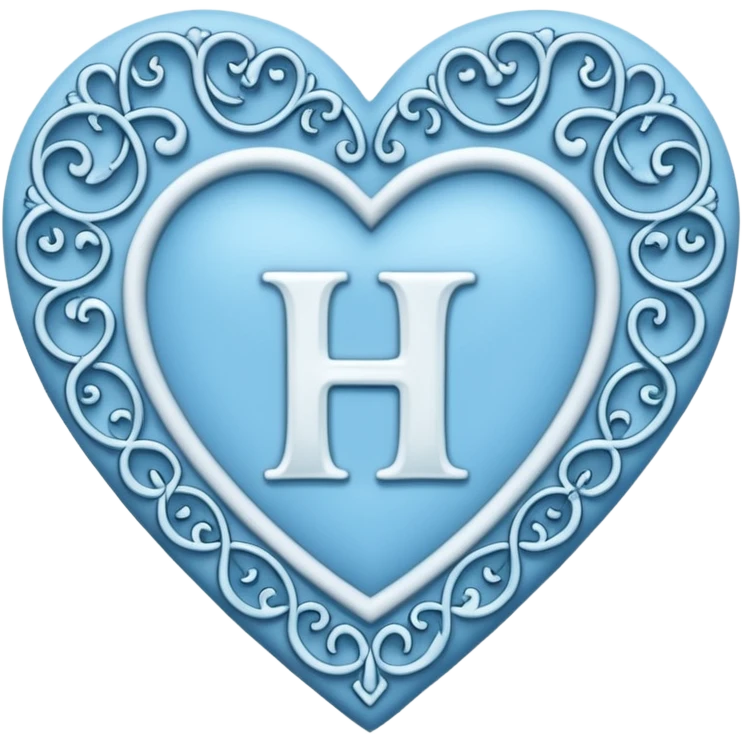 Can you make a baby blue heart with a white letter in the middle in a gothic style, the letter is H emoji