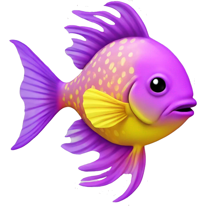 fish with purpleish pink front half, neon yellow back half and black dot on top fin emoji