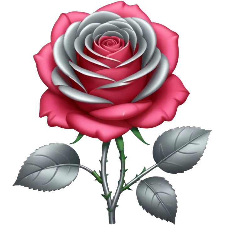 gray metal chrome rose, without green leaves, just flower emoji