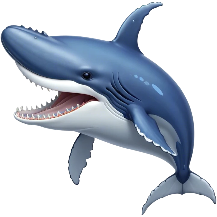 Meme-Worthy Singing Humpback Whale Portrait Emoji, Mouth open wide in a dramatic, melodious pose, showcasing a deep blue-gray body with barnacle accents and an expressive, soulful gaze, Simplified yet artistically graceful features, highly detailed, glowing with a soft, magical marine aura, high shine, enchanting and full of life, stylized with an air of deep-sea wonder, soft glowing outline, capturing the essence of a majestic humpback whale mid-song, resonating with the beauty of the ocean's ancient melodies! emoji