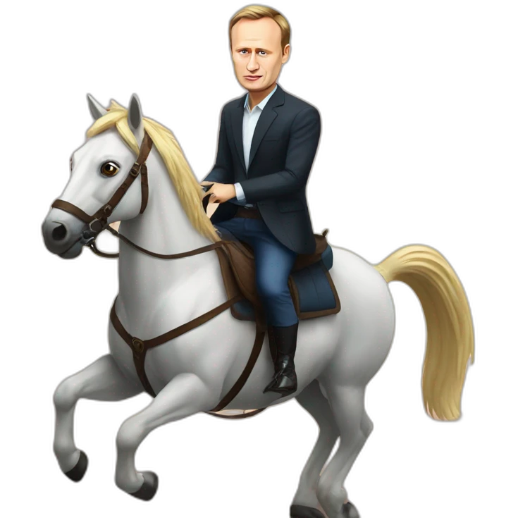 Navalny riding on Putin emoji