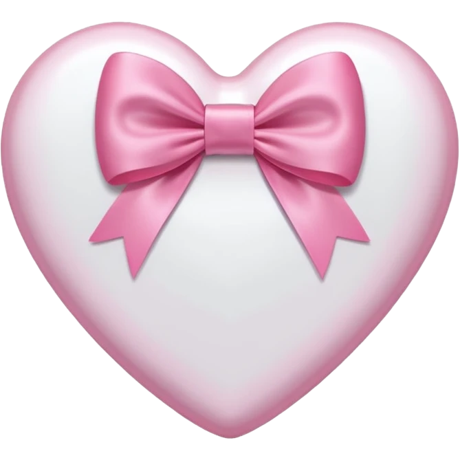 An iPhone emoji White Heart with a Pink bow wrapped around it's center emoji