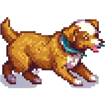 pixel art style running dog, retro game feel emoji
