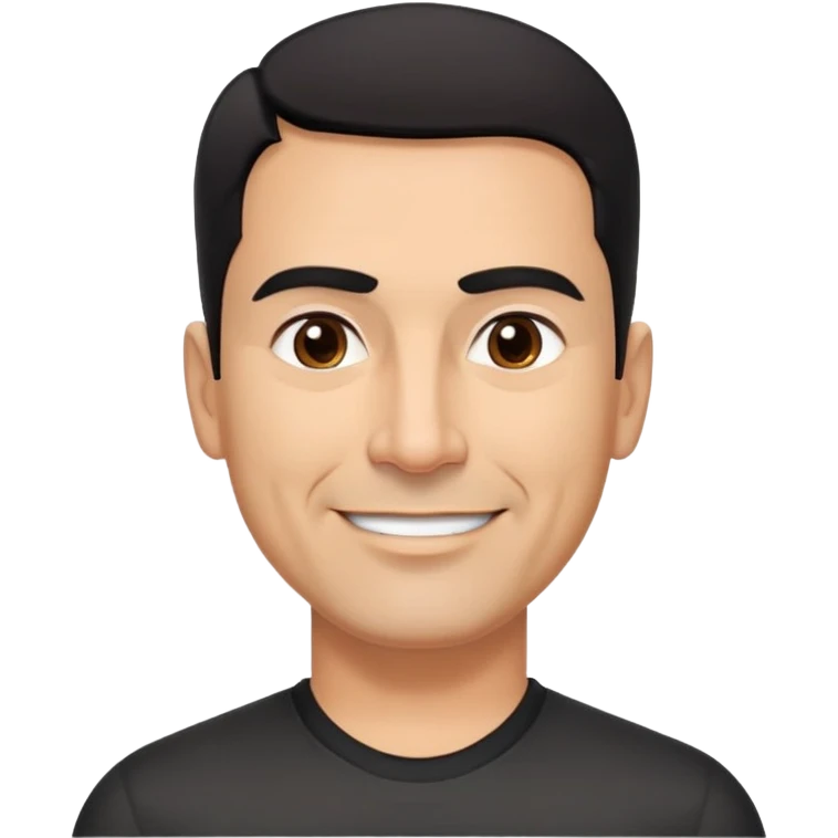 Broad-shouldered Hispanic man in his 50s, light brown complexion, square face with defined jawline, very short black hair with tight fade, thick straight eyebrows, medium dark eyes with vibrant look, wide nose, confident smile, wearing black fitted athletic shirt emoji