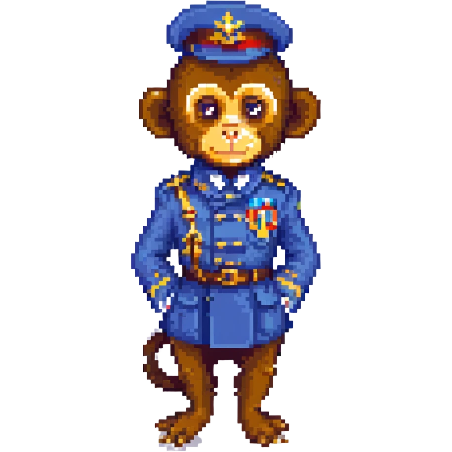 A monkey wearing a Krasnoye & Beloye uniform emoji