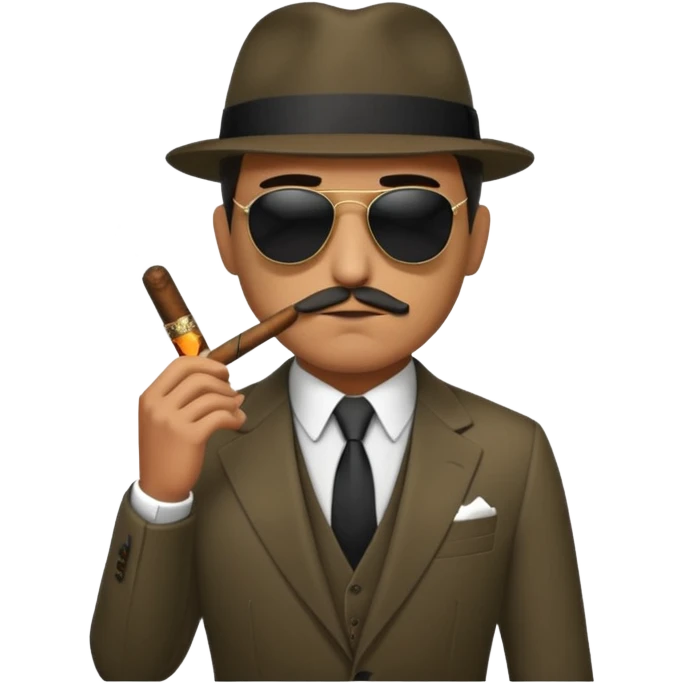 Italian gangster, tailored suit, cigar, dark shades, emoji