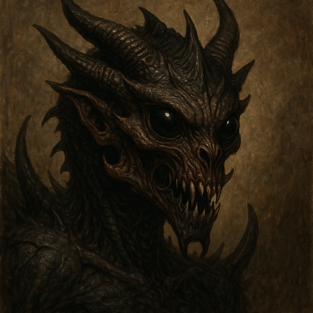 hybrid creature mostly dragon 60%, with some demon 20% and alien 20% characteristics, in a unique fusion emoji