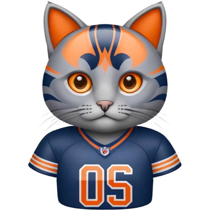 Grey cat wearing Chicago bears jersey emoji