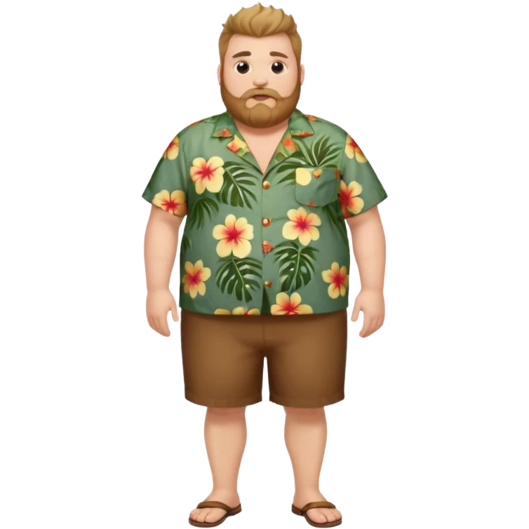 Fat white man full body wearing Hawaiian shirt brown fauxhawk and beard  emoji