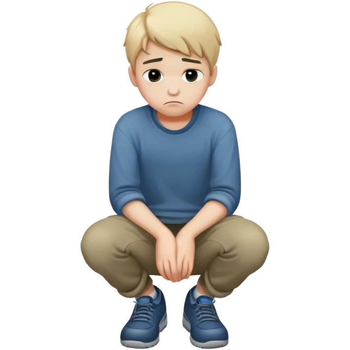 sad boy full body crouched down emoji
