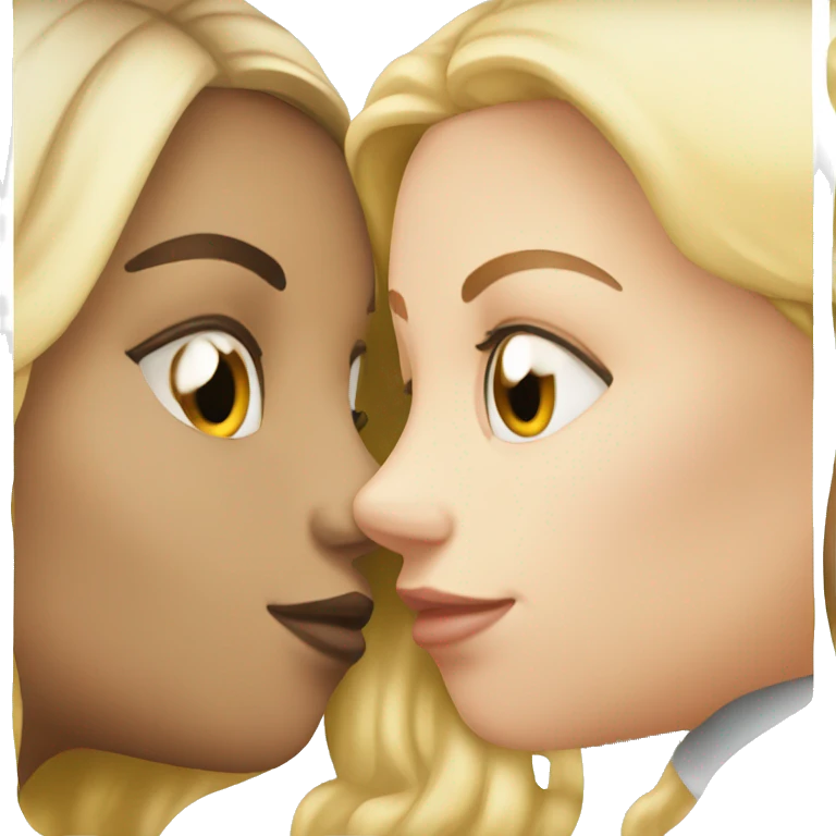 two white girls kissing brunette and blonde emoji