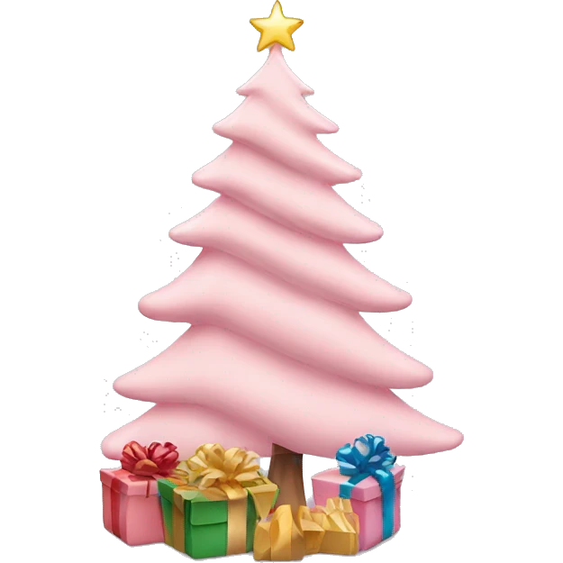 light pink christmas tree with presents emoji