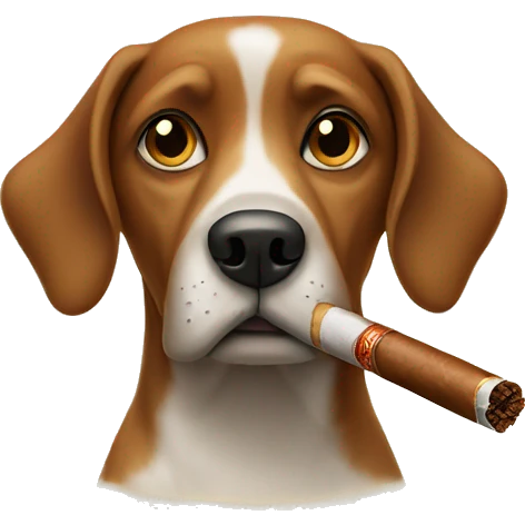 Dog annoyed with cigar emoji