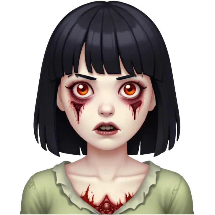 zombie woman with black hair and bangs emoji