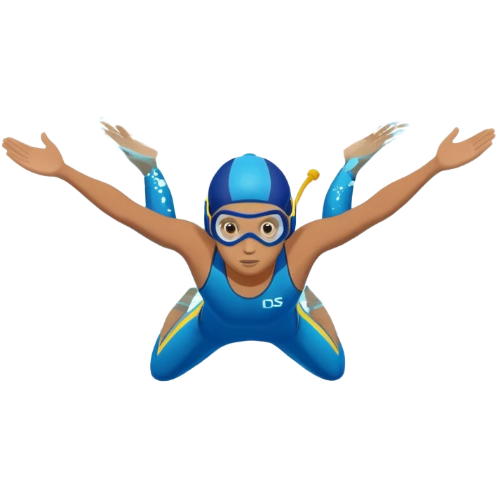 determined pool diver dives into a pool of confidence blue water underneath  emoji