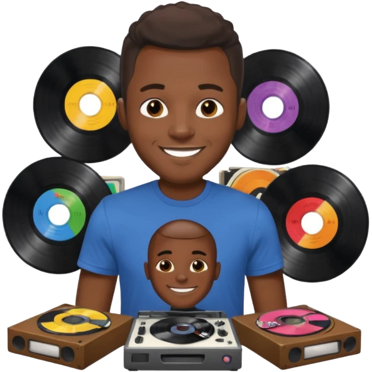 Vinyl Record Collector black man emoji