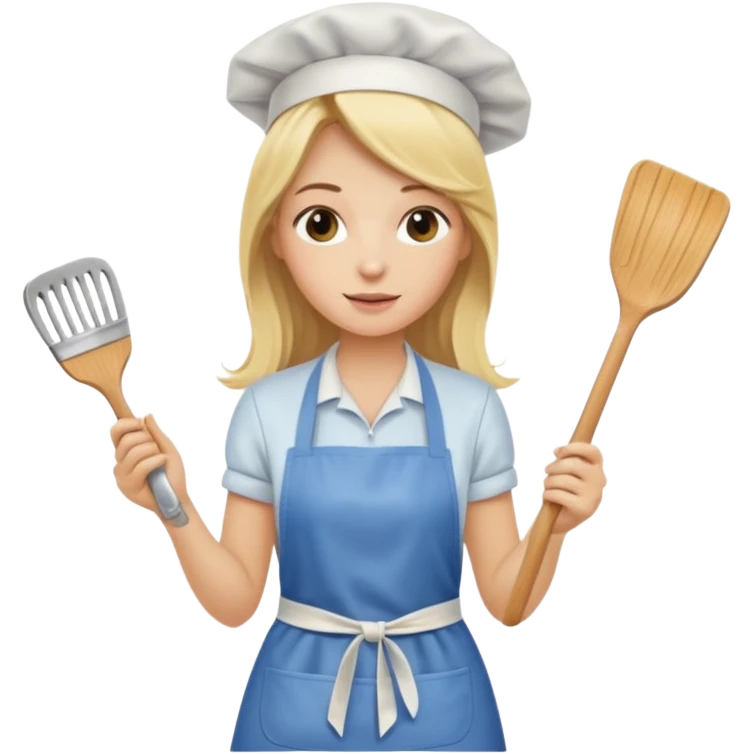Blonde girl with long hair, cooking , cleaning  emoji