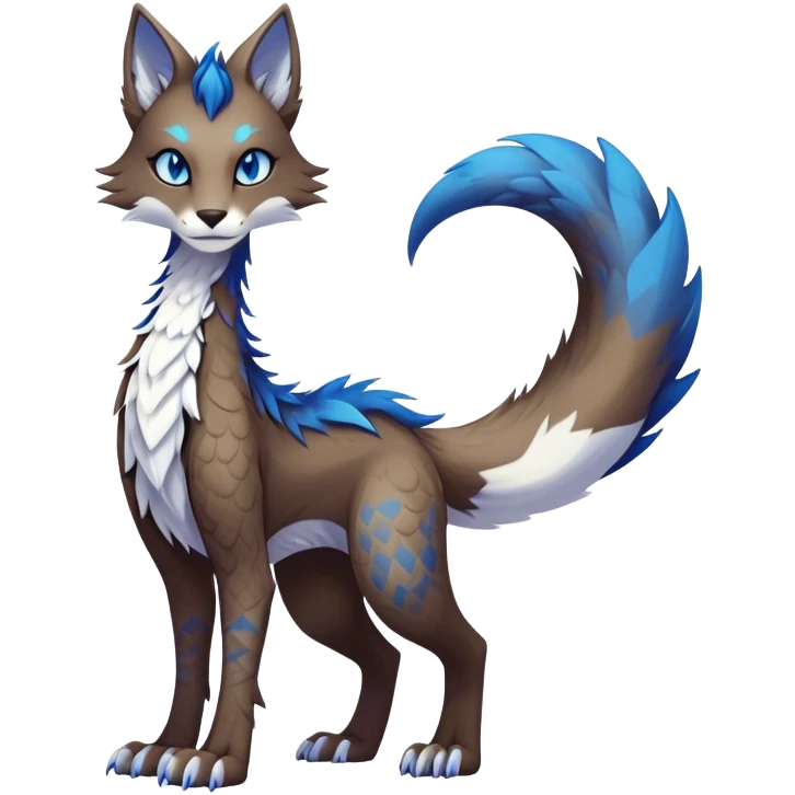 Kawaii dark edgy fantasy ethereal feline-vernid-sergal-fursona animal creature with a tufted tail full body with intricate markings  emoji