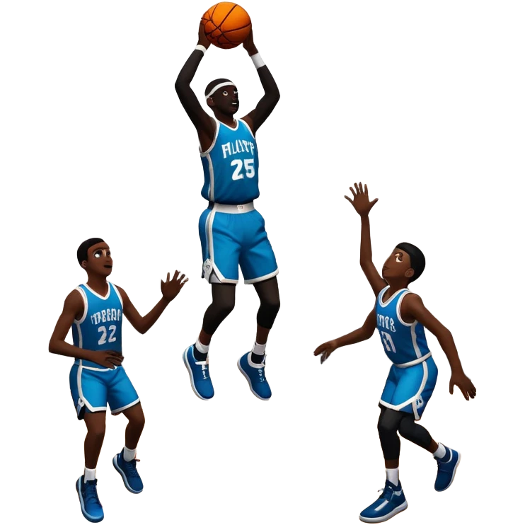 An icon featuring a basketball court with players in action, inspired by NBA 2K25. A player jumps for a dunk, with the ball mid-air. Bright lights illuminate the court, symbolizing the excitement of sports simulation games. Transparent background emphasizes the energy. emoji