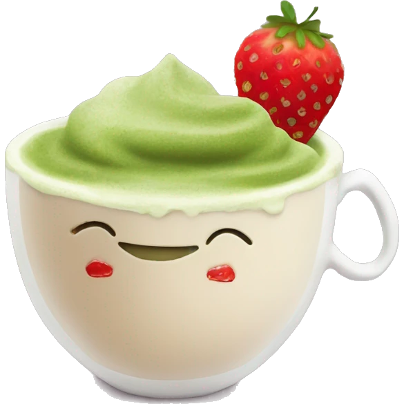 Matcha latte with strawberry on it emoji