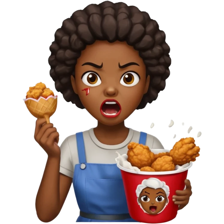 tsion angry black girl ragebait fat running 100 kfc chicken dirty mouth angry bad word emoji