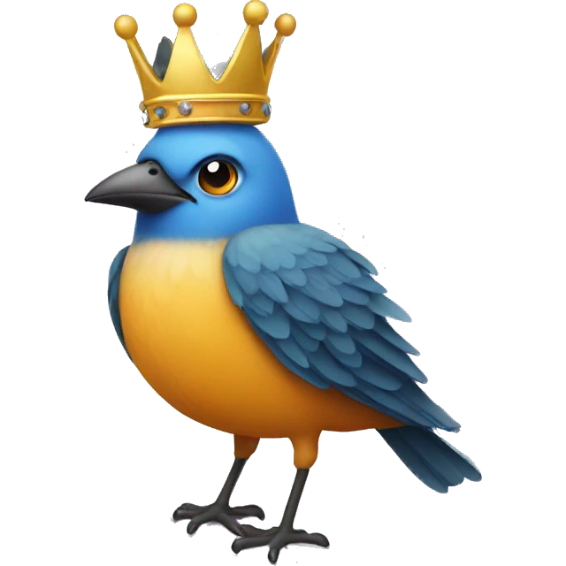 A bird with a crown emoji