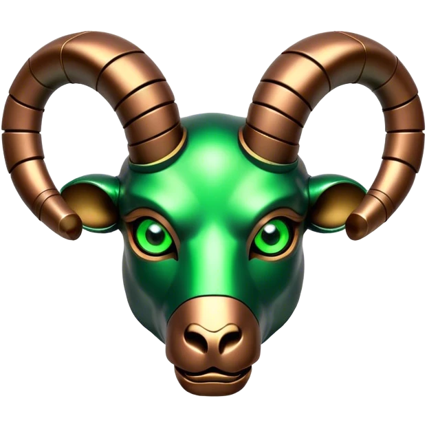 Cyborg Ram(Goat) head green glowing eyes emoji