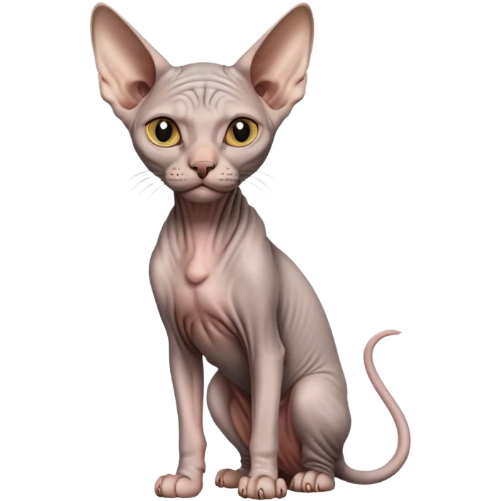 a grey Sphynx standing emoji