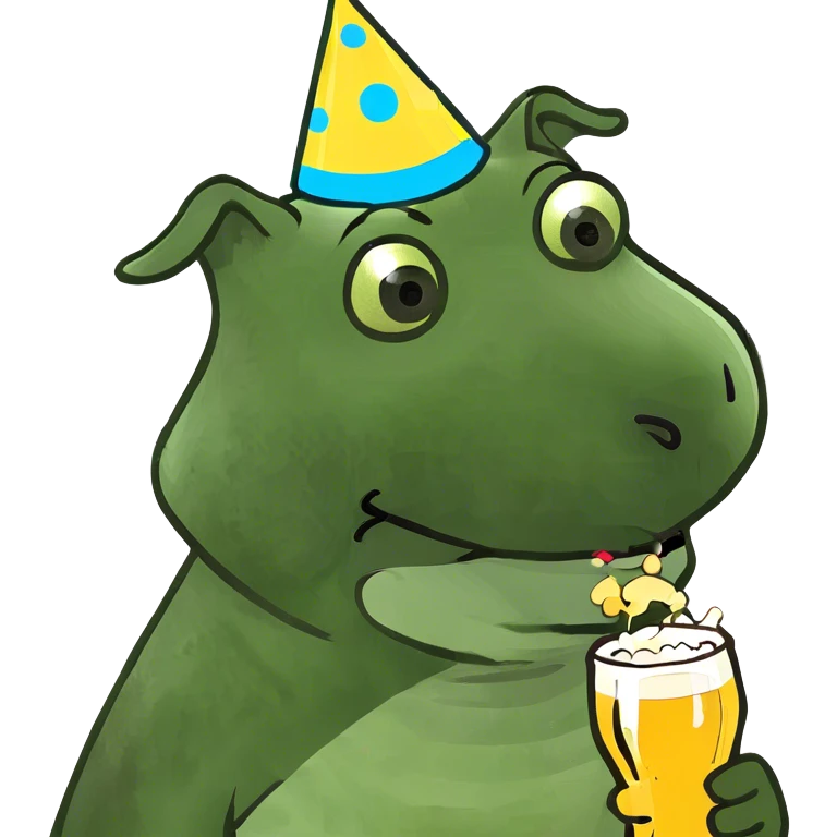 Dog holding beer emoji
