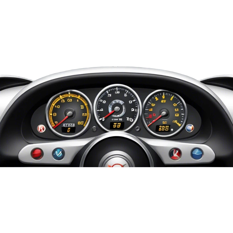 An icon showing a racing game interface, inspired by Grand Turismo. The design features a garage with a selection of high-performance cars, along with race track visuals in the background. Speedometer, lap timer, and other HUD elements add to the excitement. Transparent background emoji
