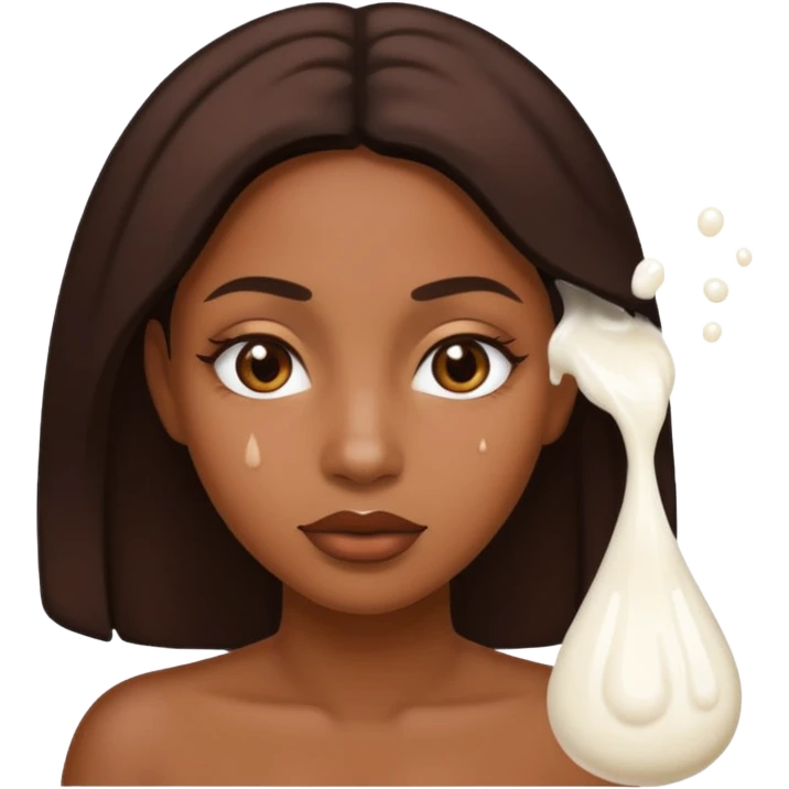 Black woman with thick white liquid all over her face  emoji