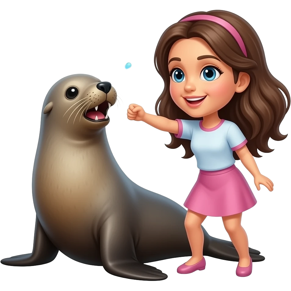 A brunette hitting the sea lion emoji