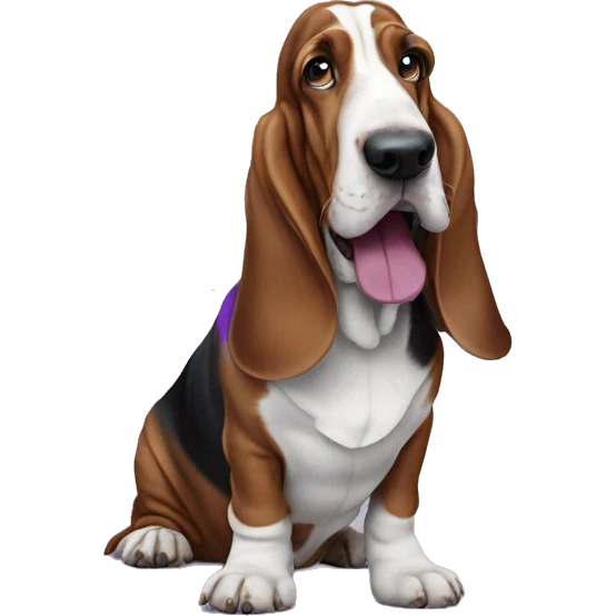 Basset hound partying purple blue emoji