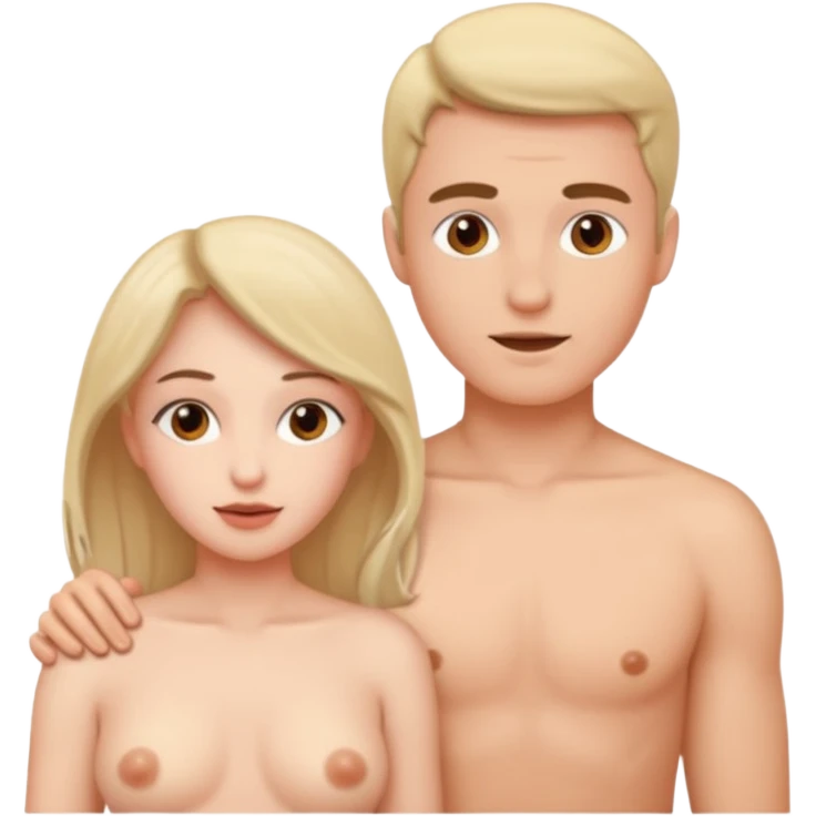 A naked woman and man in the 69 position emoji