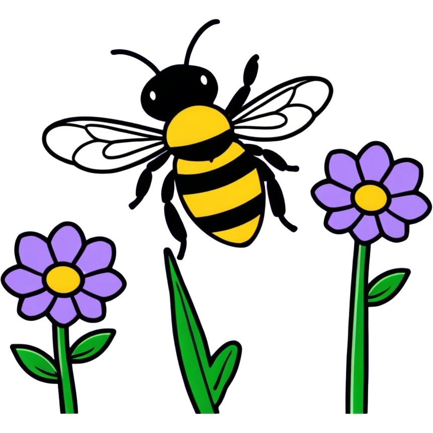 Bee on purple flowers  emoji