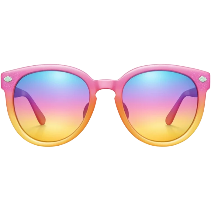 A colorful pair of shiny glossy gradients-colored smooth soft sparkly glittery sunny Pastel sunglasses (aesthetic, loose object, apparel), seen from the side, 3/4 angle emoji