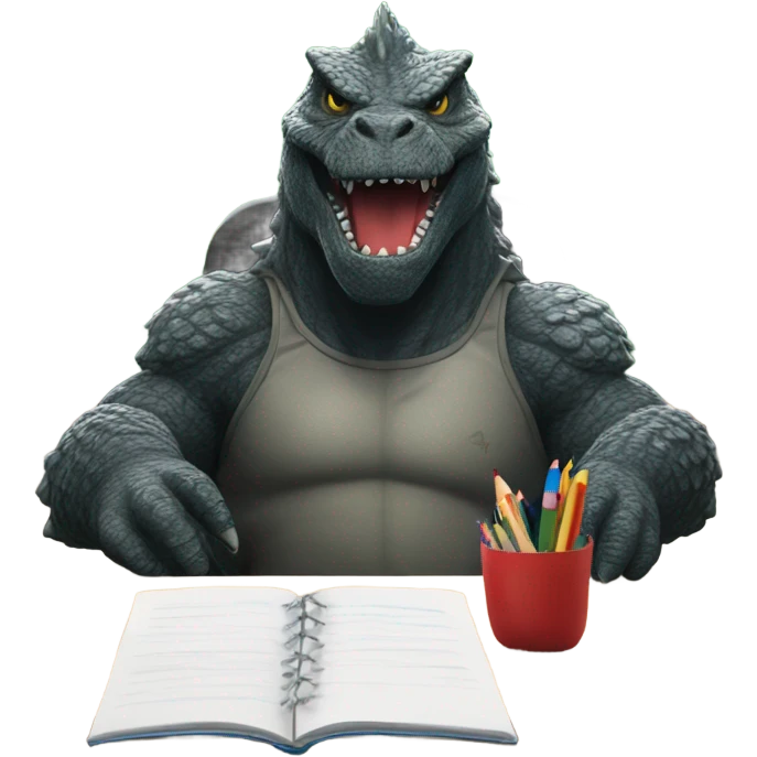 Godzilla as a student emoji