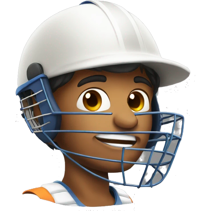Indian boy face in cricket helmet  emoji