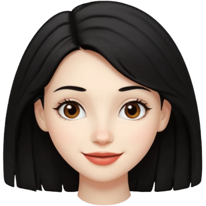 a girl that has black 4c hair textures and pale skin color, It has brown eyes, a nose, lips, and it’s smiling. emoji
