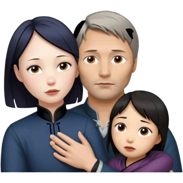 Photorealistic mads mikkelsen holds asian girl by the neck emoji