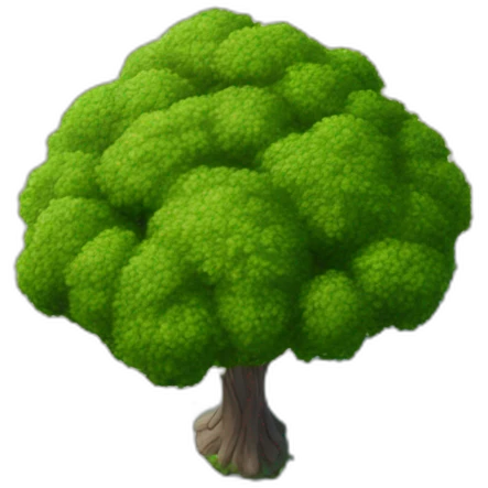 Tree as seen from the sky, looked down from the top, simplified and photorrealistic emoji
