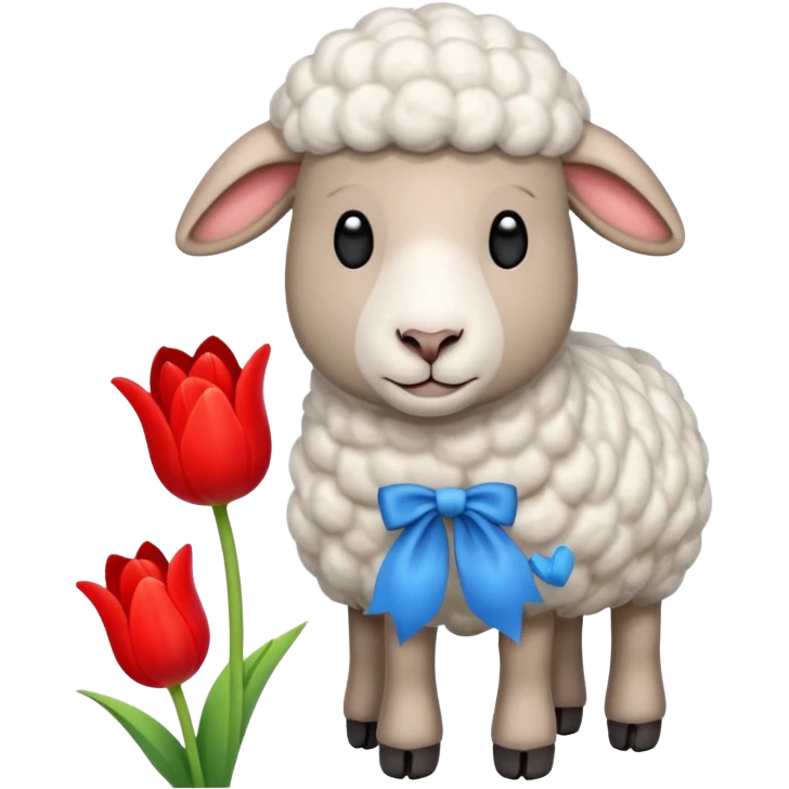 Oveja con un tulipán Al lado emoji